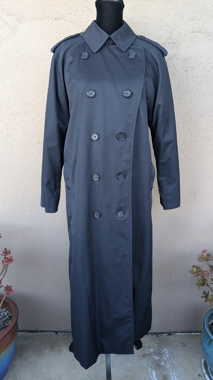💜Vintage Burberrys Navy Double-Breasted Long Trench Coat